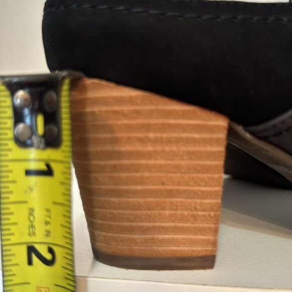 Vionic Black Suede Block Heel Mules Buckle Slip On Comfort Shoes Minimalist - Picture 12 of 14